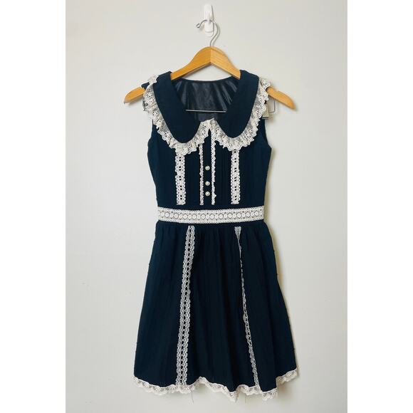 Women's Sleeveless Dress Lolita School Grl Gothic Wednesday Addams Size Small - Picture 1 of 12